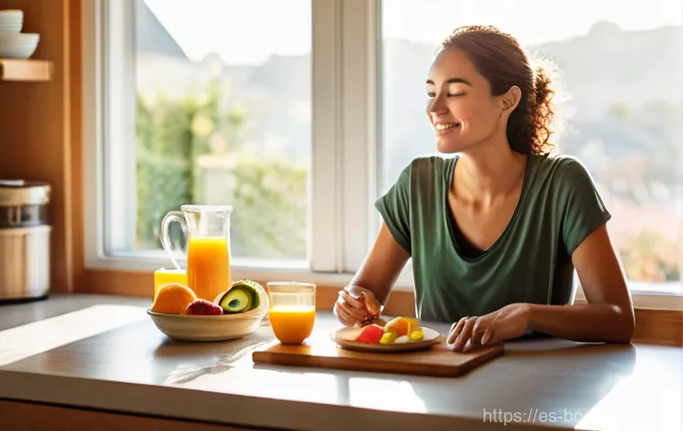 일주기 리듬과 인체의 생화학적 변화 - **Prompt:** A young adult, dressed in comfortable pajamas, gently stretches as warm, golden sunlight... 일주기 리듬과 인체의 생화학적 변화 - **Prompt:** A young adult, dressed in comfortable pajamas, gently stretches as warm, golden sunlight...