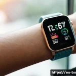 Home 22 일주기 리듬의 기술적 분석 방법 - A detailed close-up of a modern smartwatch and fitness band worn on the wrist of a young adult, disp...