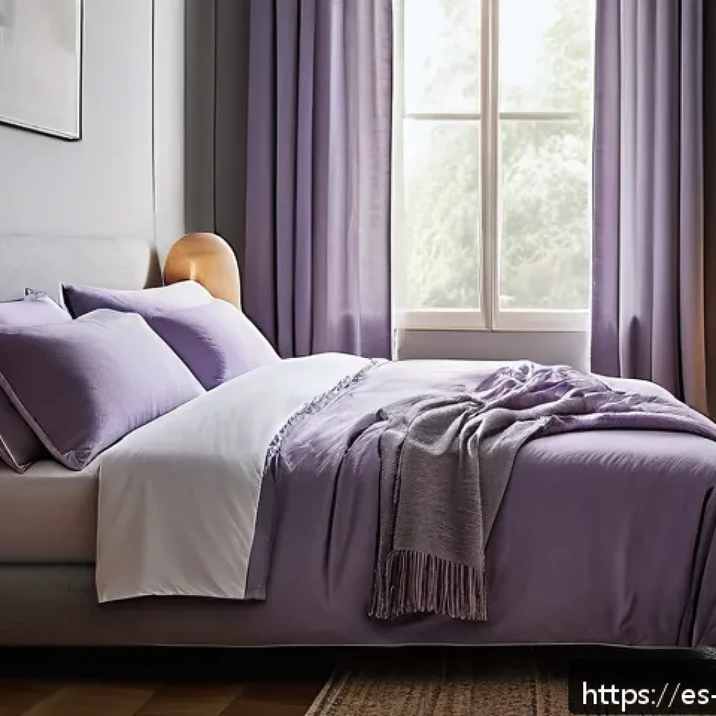 일주기 리듬 및 개인화된 웰빙 계획 - A serene bedroom scene designed to promote restful sleep, featuring blackout curtains filtering soft...